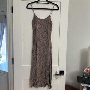 Mango Leopard Print Slip Dress with slit S